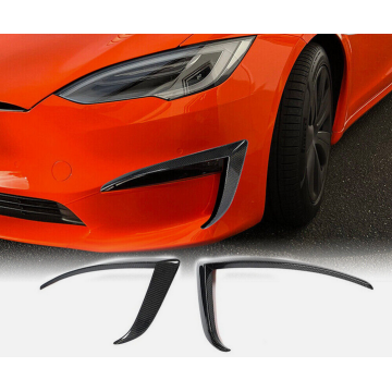 Real Carbon Fiber Front Bumper Air Vent Splitter Fins for Tesla Model S 2021-2023